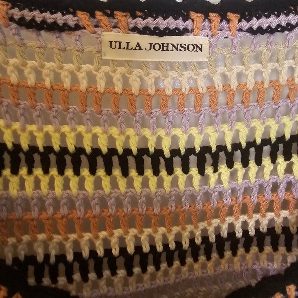 Ulla Johnson Constanza Crochet Striped Knit Peasant Peplum Cottagecore Sweater - Picture 6 of 7